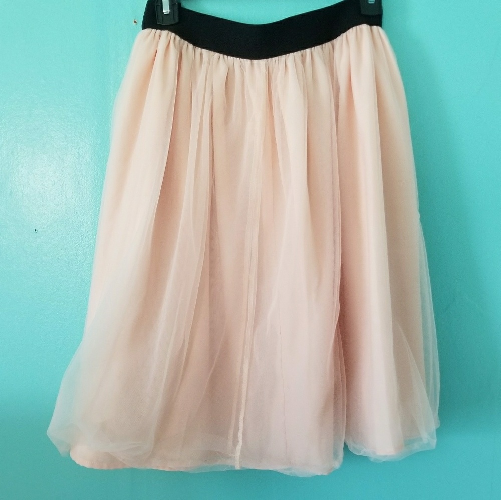 Forever 21+ Long Pastel Pink Tulle Elastic Skirt